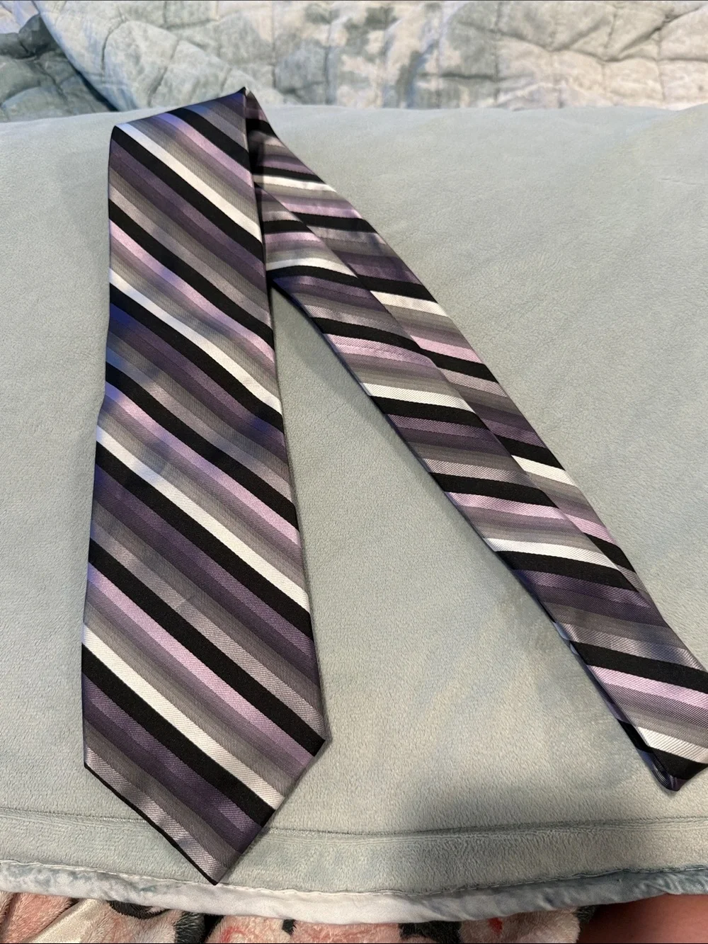 Stafford Purple, Lavender and Gray Diagonal Stripe Tie